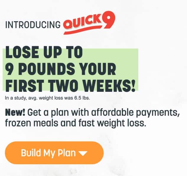 a pricing overview for Nutrisystem Quick 9